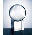 Optical Crystal World Globe with Clear Cube Base - Large